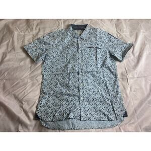 7 Diamonds Men's Long Sleeve Button Down Shirt Medium Blue Ditsy Floral Print